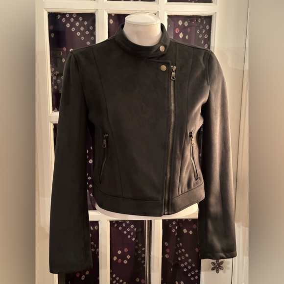 Banana Republic faux suede jacket in dark green - Picture 1 of 9